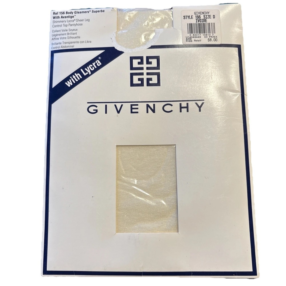 Givenchy Body Gleamers Control Top Size D‎ Ivory Pantyhose Shimmery Sheer New
